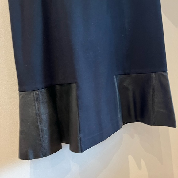 Club Monaco Navy Jane dress with leather tulip hem - Picture 4 of 5